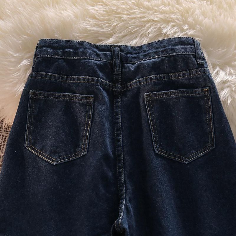 Прямые широкие джинсы с высокой посадкой