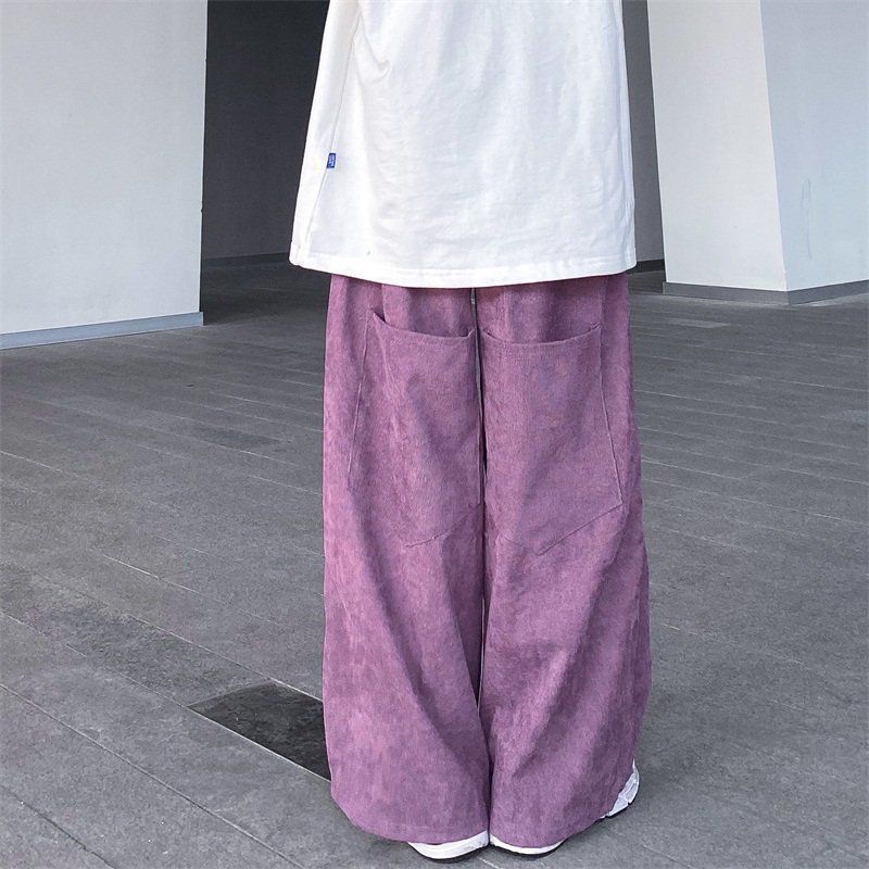 Слайд  Широкие брюки с высокой посадкой на резинке Фиолетовый